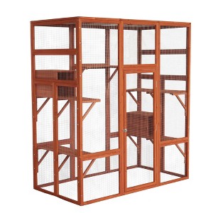 Large Outdoor Cat Enclosure, 70" H Catio with 5 Platforms and 2 Resting Box, Walk-In Cat House Shelter Indoor Playpen - 1 of 4