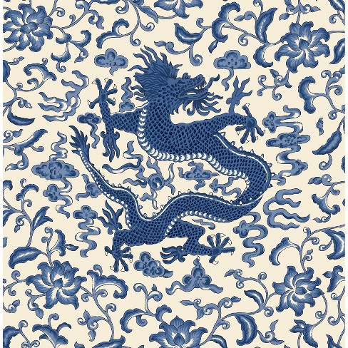 Brewster Indigo Chi En Dragon Scalamandre Self Adhesive Wallpaper Target
