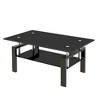 Rectangle Glass Coffee Table, Modern Side Coffee Table For Living Room, 2-Tier Tea Table With Tempered Glass Tabletop, Lower Shelf For Living Room - 4 of 4