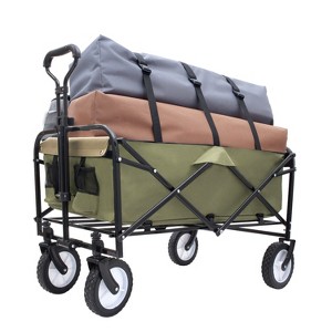 HTUTWOO Collapsible Wagon Cart, Beach Folding Utility Cart, Duty 360 lbs, Utility Wagon Grocery Cart, Equipped with 3pcs plastic Liner bag Black - 1 of 4