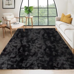 Fluffy Bedroom Area Rug Washable Soft Shag Large Living Room Rug with Non-Slip Backing Plush Fuzzy Nersery Modern Solid Color Throw Carpet - 1 of 4