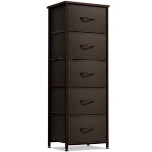 Sorbus Narrow 5 Drawers Nightstand with Steel Frame, Wood Top, Easy Pull Fabric Bins for Home, Bedroom, Office & Dorm - 1 of 4