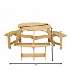 Racxily Outdoor 6 Person Picnic Table, 6 person Round Picnic Table with 3 Built-in Benches - 4 of 4