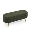 Busaurus Airsurfer Ottoman Oval Storage Bench with Rubber Wood Legs, Upholstered Seat, Modern Entryway Furniture - 4 of 4