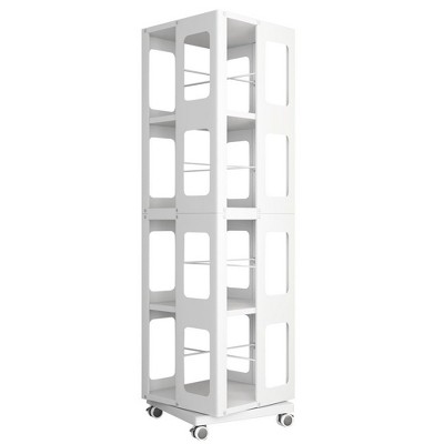 NicBex 4-Tier Rotating Bookshelf with Wheels,55" Tall Book Rack for Bedroom,Living Room,Office,Easy Assembly