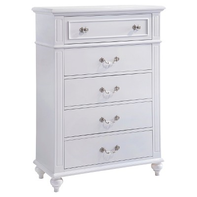 Annie White 5-Drawer Vertical Dresser with Crystal Handles
