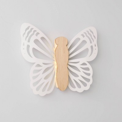 Butterfly Wood Lit Kids&#39; Wall Decor Cream - Pillowfort&#8482;