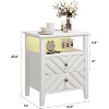 Nightstand Led Side Table Wooden Farmhouse Night Stand Mid Century Modern End Table with Drawers for Bedroom Living Room Home Office,White - 2 of 4