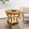 Outdoor Round Coffee Table,Side Table With Wood Grain Distressed Tabletop And 2 Storage Drawers For Dining Room Or Living Room-Coolbibila - 2 of 4