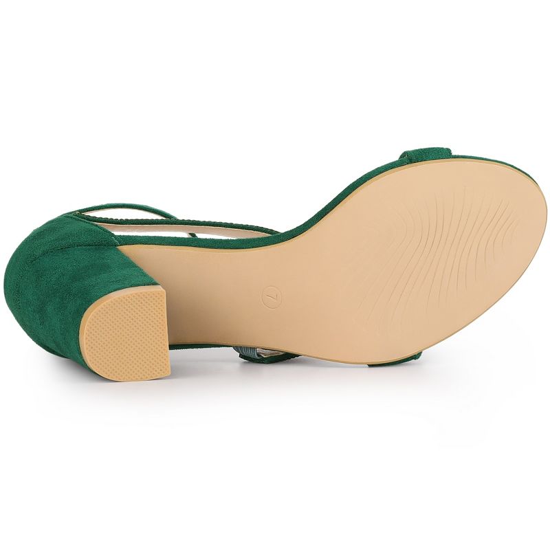 Allegra K Women's Rhinestone Open Toe Block Heels Sandals, 5 of 7