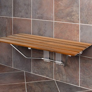 Home Aesthetics 36" ADA Compliant Shower Seat Teak Wood Folding Bench Wall Mounted Coated Modern - 1 of 4