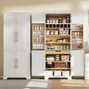 KTMBDW Farmhouse Kitchen Pantry Cabinet, 78" Tall Storage Cabinet with Adjustable Shelves & 6 Doors, Hidden Drawer, Wine Rack for Dining Room - 3 of 4