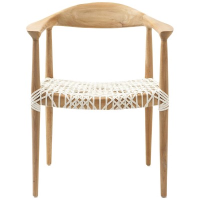 Fes Armchair White/Teak - Safavieh