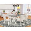 HomeStock 7-Piece Natural Oak Finish Solid Wood Top Dining Table with 6 Parson-Chairs - 2 of 4