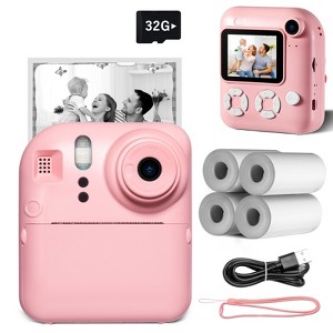 SUGIFT Kids Instant Print Camera with 32GB Card & 4 Rolls Paper, Dual-Lens 1080P Video Camera for Boys & Girls - 1 of 4