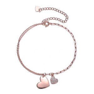 Guili Kids/Teens 18K Rose Gold Plated Adjustable Heart Charm Bracelet with Cubic Zirconia - Stylish, Elegant Jewelry for Everyday or Special Occasions - 1 of 3