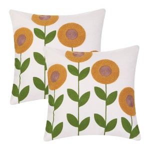 Unique Bargains Embroidered Floral Throw Floral Pattern Pillow Cases 2 Pcs - 1 of 4