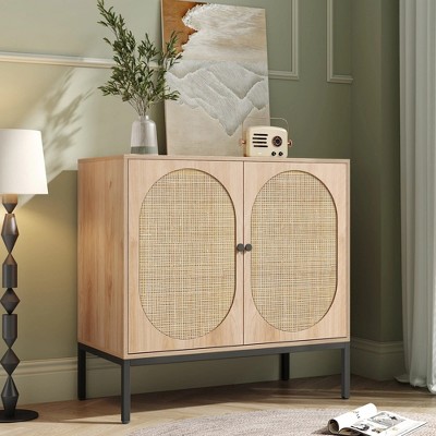 Brafabhome Boho Sideboard Storage Cabinet with Rattan Doors, Modern Buffet Cabinet with Storage Shelf for Living Room, Dining Room, Entryway, Bedroom