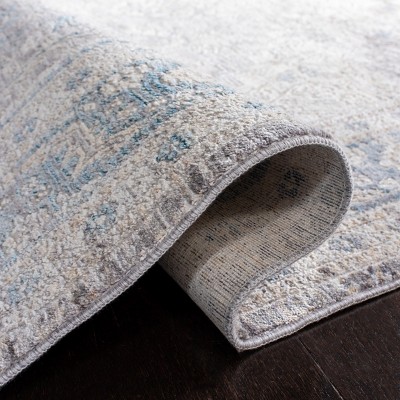 Grey and Blue Hand-Knotted Wool Area Rug
