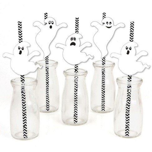 Big Dot of Happiness Spooky Ghost - Paper Straw Decor - Halloween Party Striped Decorative Straws - Set of 24 - image 1 of 4