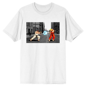 Capcom Street Fighter Ryu Ken Masters Action Shot Men's White T-Shirt - 1 of 2