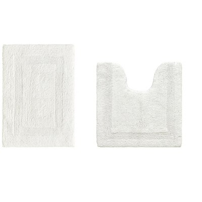 Lux Premium 100% Cotton Tufted Solid Reversible 2 PC Bath Rug Set – Ultra-Soft, Water-Absorbent, Durable, Machine Washable Bathroom Rug