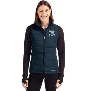 New York Yankees Cutter & Buck Evoke Hybrid Softshell Recycled Womens Full Zip Vest - 1 of 1
