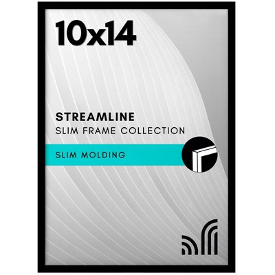 Americanflat 10x14 Picture Frame - Streamline Collection - Thin Border Picture Frame for Wall Display - Hanging Hardware Included - Black