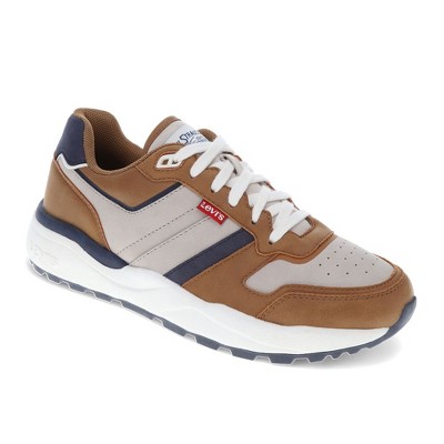 Levi's Mens Dash Synthetic Leather Casual Lace Up Sneaker Shoe, Stone/Tobacco/Blue, Size 10