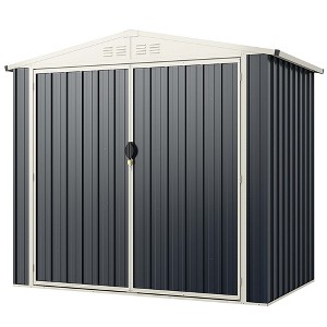 Costway 7 x 4 FT Metal Outdoor Storage Shed Snap-on Structures for Efficient Assembly - 1 of 4