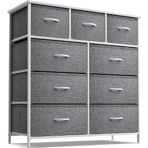 Sorbus Dresser with 9 Drawers - Furniture Storage Chest Tower Unit for Bedroom, Closet, etc - Steel Frame, Wood Top, Fabric Bins - 1 of 4
