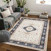 Washable Vintage Printed Rug Non Slip Low Pile Rug Soft Throw Floor Cover Foldable Indoor Carpet for Living Room Bedroom Playroom - 3 of 4