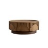 Round MDF Coffee Table with Solid Wood Veneer,Modern Fluted Relief Design Coffee Table,Coffee Table for Living Room or Apartment-Coolbibila - 3 of 4
