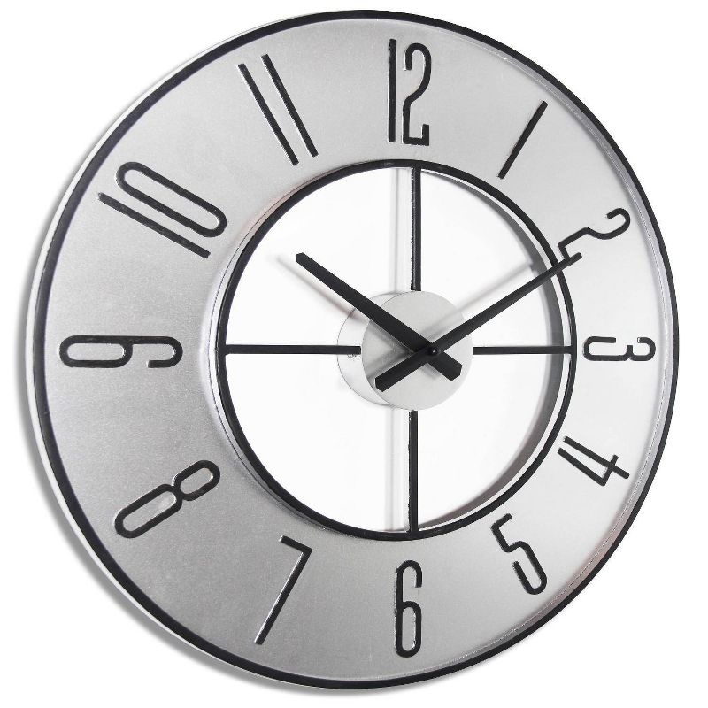 19.75&#34; Metropolitan Metal Wall Clock Silver - Infinity Instruments, 5 of 7