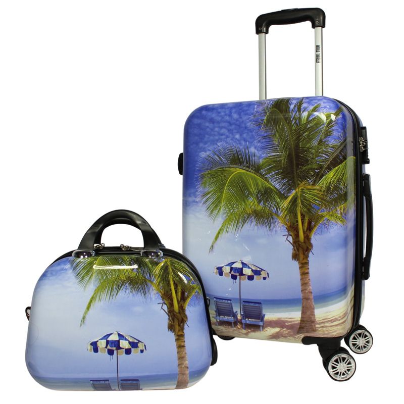 World Traveler Palm Tree 2-Piece Hardside Carry-On Spinner Luggage Set, 1 of 11