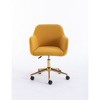 Modern Teddy Fabric Material Adjustable Height 360 Revolving Home Office Chair With Gold Metal Legs And Universal Wheel For Indoor - 4 of 4