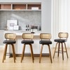 Bekrvio 26"/29” Swivel Bar Stools Set of 4, Upholstered Faux Leather Barstools with Back, Bar Chairs Island Stools for Kitchen Counter - 3 of 4