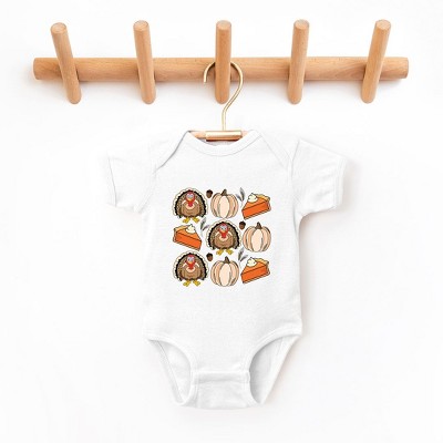 The Juniper Shop Turkey Pumpkin Pie Grid Baby Bodysuit
