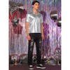 Lars Amadeus Men's Metallic Shiny Nightclub V-Neck Short Sleeve Disco T-Shirt - 4 of 4