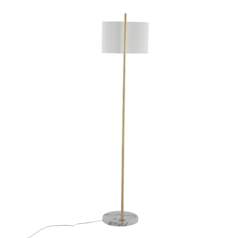 LumiSource Fran Contemporary Floor Lamp in Gold Metal White Marble and White Linen Shade, 5 of 11