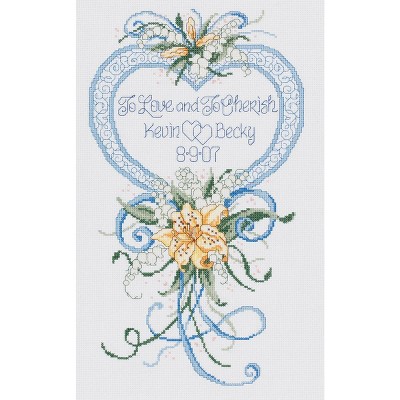 Janlynn Counted Cross Stitch Kit 9"X15"-Cherish Wedding Heart (14 Count)