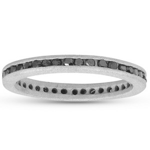 Pompeii3 1/2ct Raw Black Diamond Channel Set Eternity Ring 14K White Gold - 1 of 3