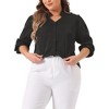 Allegra K Women's Elegant V Neck Work Office Button Up Shirt - 2 of 4
