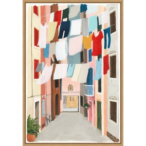 16" x 23" Laundry Day II by Grace Popp Framed Canvas Wall Art - Amanti Art: Urban Cityscape Decor - 1 of 4