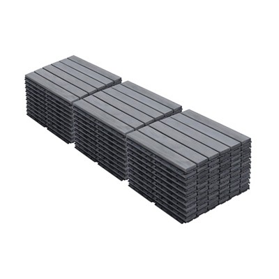 Dolonm 30 PCS DIY Striped Wood Deck Tile Set, Light Gray Interlocking Flooring for Patio & Balcony, No Tools Needed