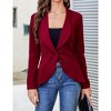 Womens Blazer Long Sleeve Ruffle Hem Casual Office Business Cardigan Suit Jackets - 2 of 4