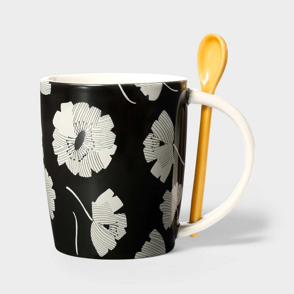 Photos - Glass Floral Stoneware Coffee Mug with Stir Spoon Set - Tabitha Brown for Target