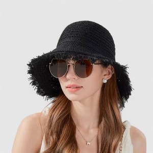 Anna-Kaci Women's Woven Bucket Hat with Soft Frayed Brim and Lightweight Straw Texture - 1 of 4