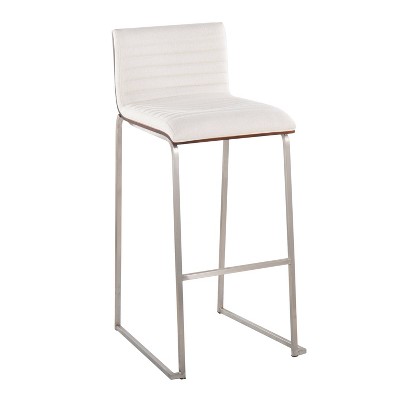 Mason Mara Cream Fabric Stainless Steel Walnut Barstool Set