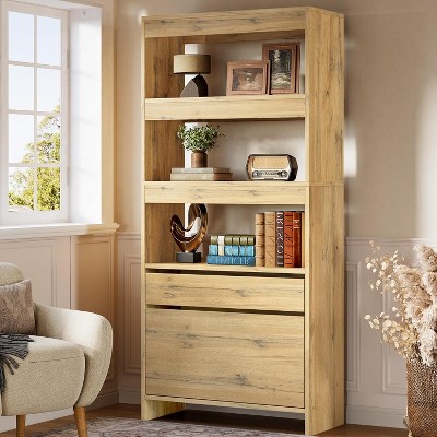 Tribesigns 71" Tall  Bookshelf with 2 Drawers, Modern Bookcase with Storage File Cabinet for Home Office, Living Room